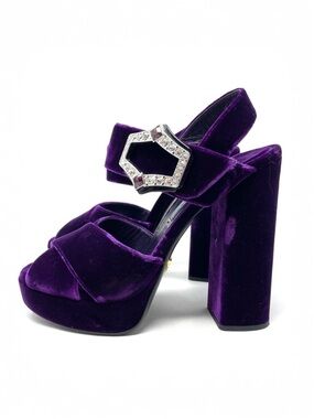 PRADA purple velvet platform sandals, made in Italy, size 37.5